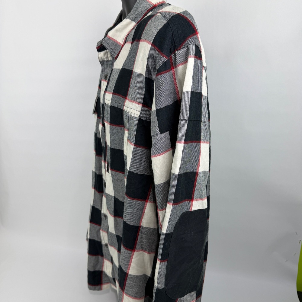 Wrangler ATG Mens XXL Plaid Flannel Shirt All Terrain Gear Elbow Patch Black Red - Picture 7 of 14